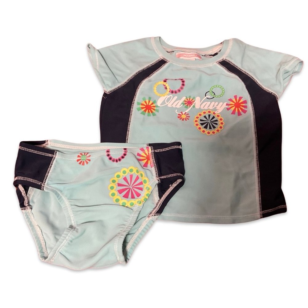 Blue/Navy Two Piece Bathing Suit w/ Brand Logo